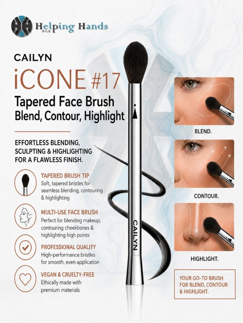 Cailyn iCONE #17 Tapered Point Face Brush - Bronze, Blend, Contour, Highlight